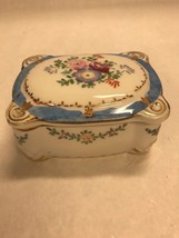 Vintage hand painted trinket box occupied japan 4.5 by 3 inch porcelain - £31.53 GBP