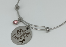 Stainless steel her fight is out fight bracelet, cancer awareness jewelry - £15.98 GBP