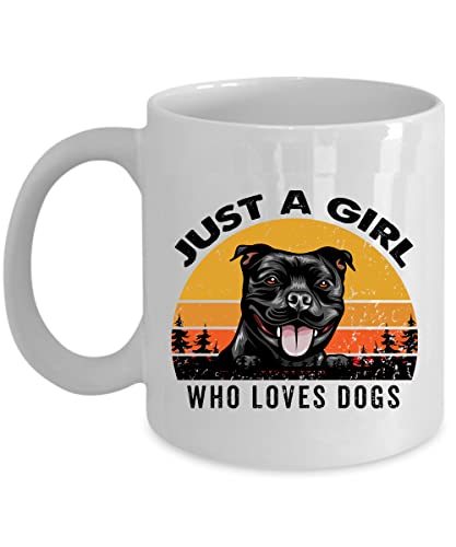 Just A Girl Who Loves Stafforshire Bull Terrier Dog Coffee Mug 15oz Ceramic Vint