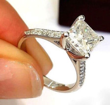 Princess Cut 2.40Ct Diamond 14k White Gold Over Women&#39;s Engagement Ring Size 6.5 - £109.59 GBP