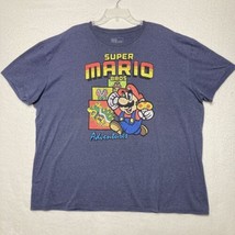 Super Mario Bros T-Shirt Adult 3XL XXXL Short Sleeve Graphic Tee Blue Gr... - $14.91