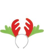 2  pack 17&quot; Green &amp; Red Fuzzy Reindeer Antler Headband christmas xmas wi... - $12.86 CAD