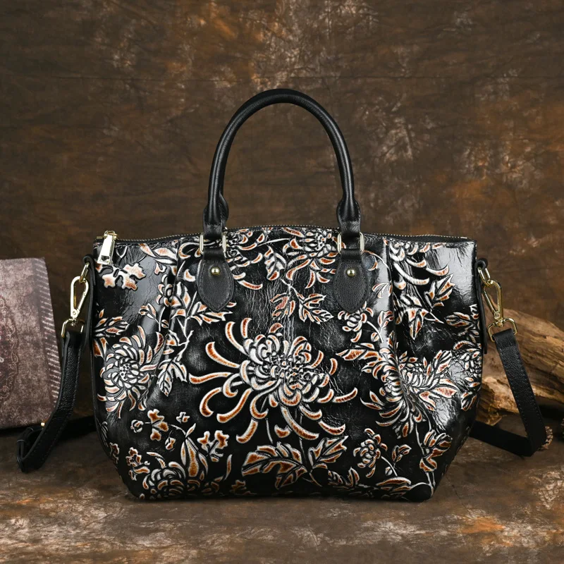  Vintage Women&#39;s Bag  2024  Leather Women Handbags Handmade Color Wiped Luxury   - $63.00