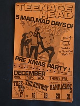 Canada kbd punk TEENAGE HEAD December 1979 original concert POSTER  - $64.99