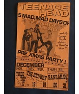 Canada kbd punk TEENAGE HEAD December 1979 original concert POSTER  - $89.16 CAD