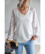 NicholesGifts Women Perfee Leopard Baseball Sleeve Waffle Knit Tee Shirt - £21.41 GBP