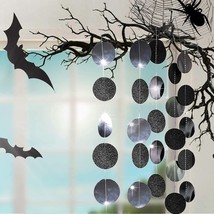 Glitter Charcoal Grey Black Circle Garland Kit Halloween Party Decoration Hangin - £22.93 GBP