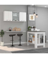 White &amp; Onyx 2-Pc Kitchen Set: Island &amp; Wall Cabinet - $932.99
