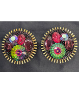 VTG Rivoli Watermellon Margarita Clip Earrings Atomic AB Sunburst MCM  1... - £25.98 GBP