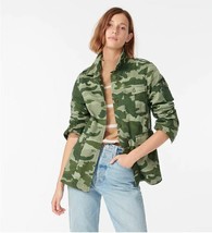 New J Crew Women Green Camouflage Cotton Garment Dyed Pocket Jacket Sz S - £54.52 GBP