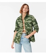 New J Crew Women Green Camouflage Cotton Garment Dyed Pocket Jacket Sz S - £55.21 GBP