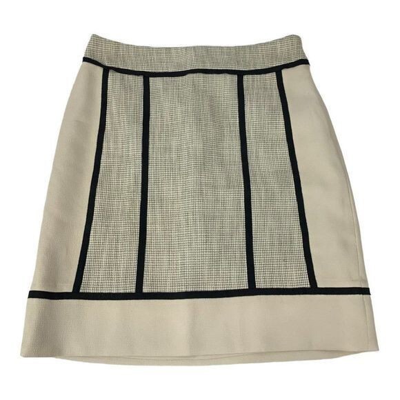 Ann Taylor Womens Size 2 Beige &amp; Black Textured A-Line Skirt Polyester B... - $18.50