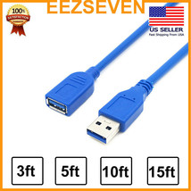 USB 3.0 Extension Extender Cable Cord M/F Standard Type A Male to Female Blue... - £5.87 GBP+
