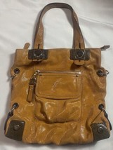 B. Makowsky Metallic Pewter Leather Hobo Shoulder Slouchy Handbag Purse - $35.06