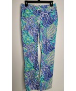 Lilly Pulitzer Crop Pant Womens Size 2 Blue Current Fantasea Shana Stret... - £31.69 GBP