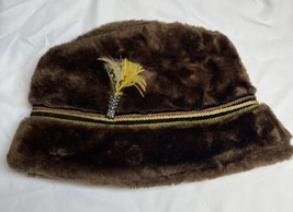Vintage 1980s Brown Faux Fur Hat KG JD - £19.42 GBP