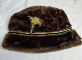 Vintage 1980s Brown Faux Fur Hat KG JD - £19.49 GBP