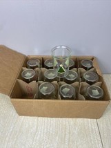 Set of 12 Vintage Bama Jelly Jar Drinking Glasses With Christmas Trees 6 oz. - £18.32 GBP
