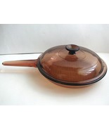 Vintage Corning USA Visions 10 Inch Skillet with Lid Waffle Bottom Amber... - £20.95 GBP