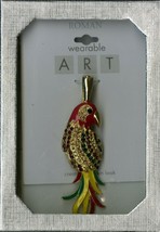 Vintage Roman Wearable Art Enamel And Rhinestone Parrot Pendant New On Card - £11.76 GBP