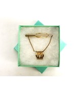 Gold Tone Tie Bar w/Chain &amp; Pendant, Framed Monogram &quot;M&quot;, Vintage, JWL-427 - $182.37 MXN
