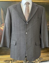 VTG Calvin Klein 42R USA MADE 100% Wool Tweed Brown Herringbone 3Btn Sport Coat - $64.99