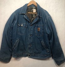 Vintage Carhartt Trucker Jacket JP1088 Aztec Lined Chore Denim Blue Coat... - $5,572.45 MXN
