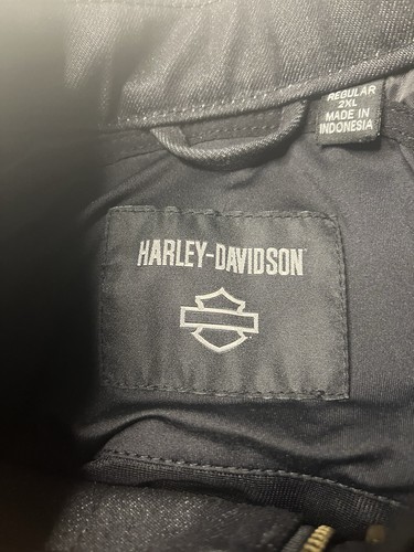 Harley Davidson Chisel Denim Trucker Riding Jacket Men's 2XL Black Motorcycle Item image 3