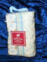 Amy Coe Baby Boy Cotton Flannel Receiving Swaddle Blankets Blue Tan Mod Safari - £37.19 GBP