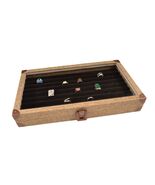 JEWELRY Black Slot RINGS BOX CASE Burlap Dark Beige Metal Clasp Jewelry ... - $41.95