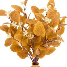 Weltucky Fall Decor Artificial Plants Floral Orange Eucalyptus Stems And Leaves, - £26.45 GBP