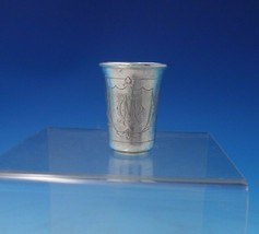 Russian .875 Silver Shot Glass Bright-Cut with Flowers 2&quot; x 1 5/8&quot; (#5178) - £84.50 GBP