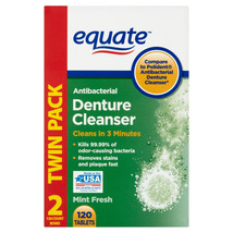 Equate Denture Cleanser--Twin Pack--120 Tablets--Mint Fresh - £5.49 GBP