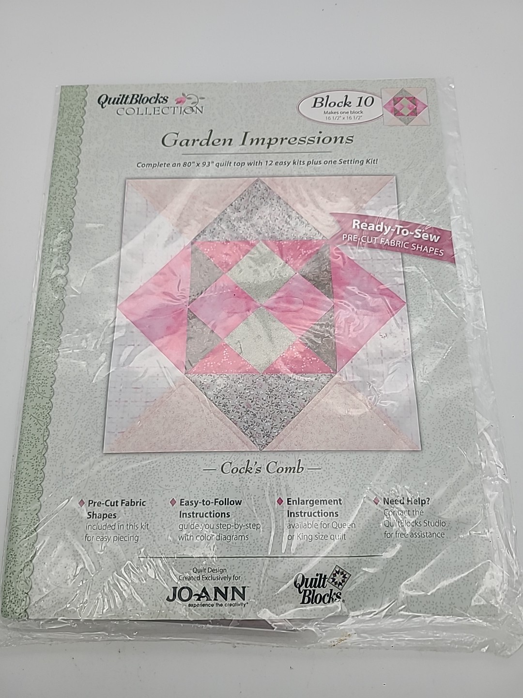 JoAnn Fabric Quilt Block Collection Garden Impressions 10 Cocks Comb Qui... - $9.50