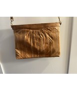 Vintage Tan Genuine EEL Skin Retro Classic Zip Top Shoulder Crossbody Ha... - $26.04 CAD