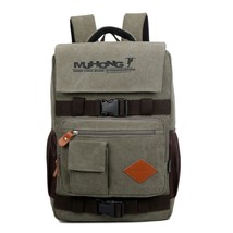 Large Capacity Canvas Men Travel Backpack Vintage Printing Men Laptop Backpack - £68.36 GBP
