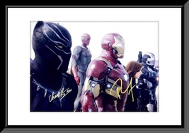 Captain America: Civil War Chadwick Bozeman and Robert Downey Jr. signed movie p - £281.49 GBP