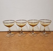 4 Jozef Stanik Zlata Zuzana Golden Suzanne Coupe Champagne Glasses 1950s... - £57.18 GBP