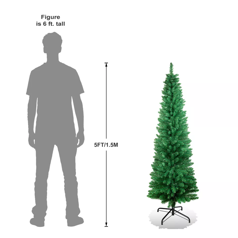 Pencil Christmas Tree 5FT Only Tree Artificial Bushy Pine Xmas Slim Tree - $67.98