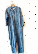 M - Nico Nico Blue Striped Long Sleeve Button Front Coveralls Jumpsuit 0... - $55.00