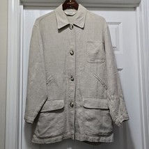 VTG L.L. BEAN Relaxed Fit 100% Linen Chore Shacket Lagenlook Women&#39;s M N... - $48.51