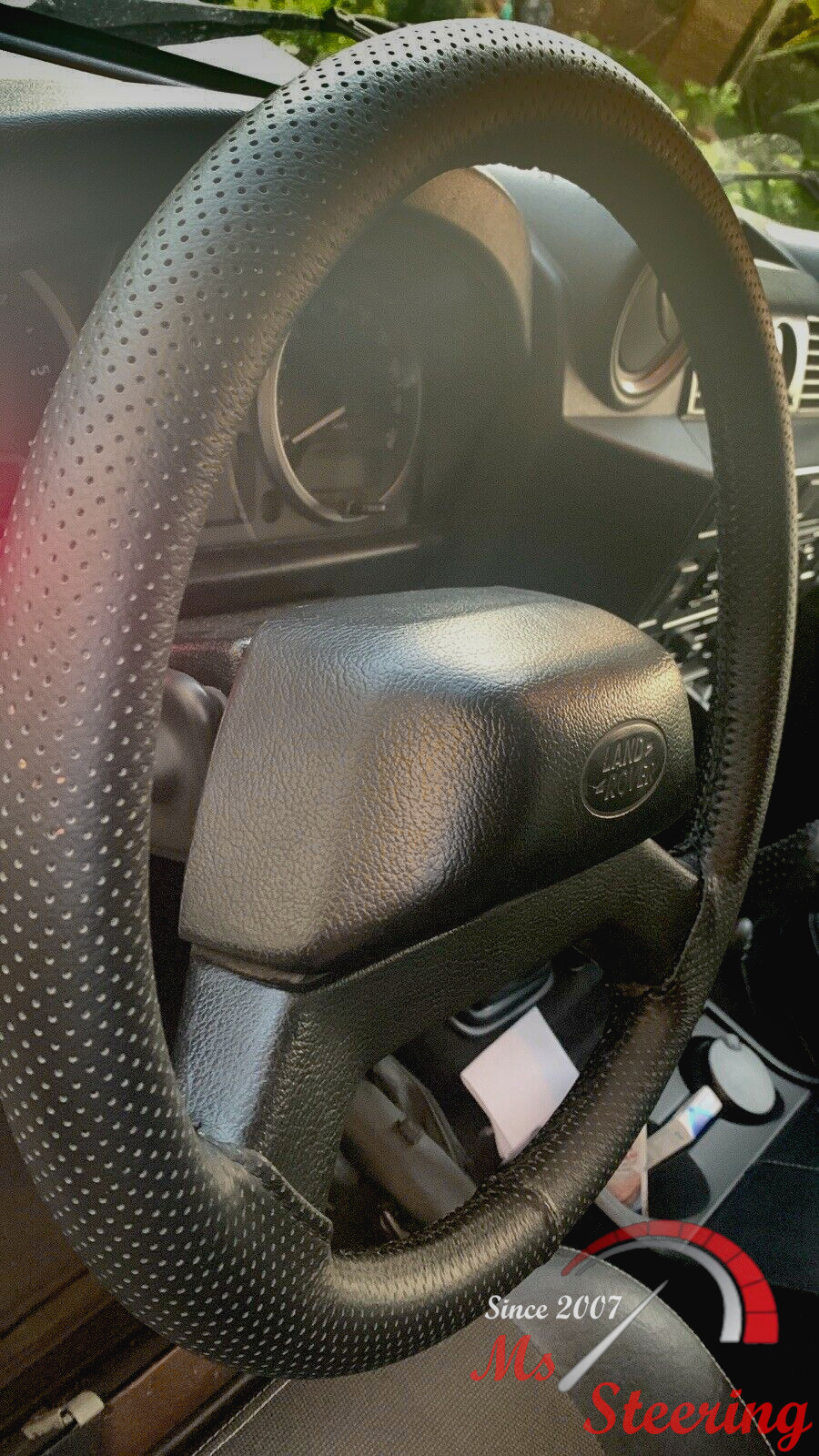 PERFORATED  LEATHER STEERING WHEEL COVER FOR DATSUN MI-DO BLACK SEAM - $49.99