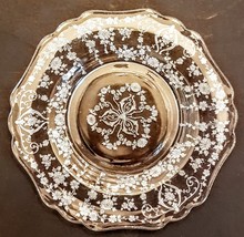 Cambridge Diane Floral Etched Crystal 8&quot; Salad Plate VTG  3400 Hexagonal Shape - £11.87 GBP