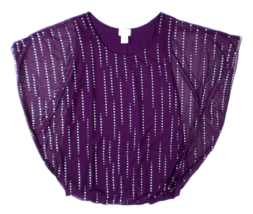 Lavish Women s Top XL Purple Sheer Lined Embellished with Metal Decorations - £10.95 GBP