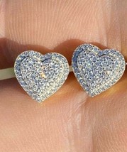 1.50Ct Round Simulated Diamond Heart Shape Stud Earrings 14k Yellow Gold Plated - £52.93 GBP