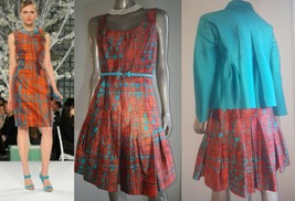 $3990 Oscar De La Renta Stunning Turqu Orange Runway Silk Dress Size 10 - £400.11 GBP