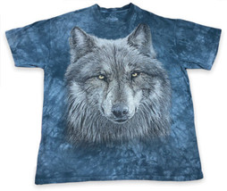 Vtg The Mountain Wolf Warrior Graphic Art Shirt Blue Tie Dye Jeremy Paul USA L - $14.85