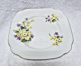 Primulette by Royal Albert Square Salad Plate 7 3/8 inch Green Edge Trim - $24.26