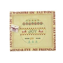 My Friend &amp; Eye Needlepoint Canvas JOY Christmas Ornament  7&quot; x 6&quot;  Vintage 80s - $19.27