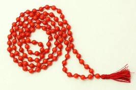 Natural Red Coral Mala Moonga Mala 108 + 1 Beads Japa Mala Necklace Energized - £60.14 GBP